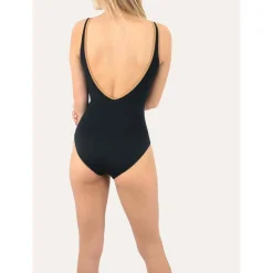 Maillot de bain 1 pièce classique plongeant Noir Janine Robin