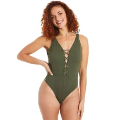 Maillot de bain 1 pièce kaki Zanzibar vert