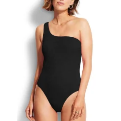 Maillot de bain 1 pièce one shoulder - Noir Seafolly