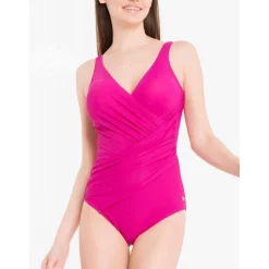 Maillot de bain 1 pièce plongeant - Rose