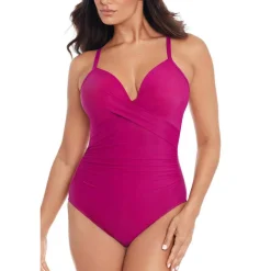 Maillot de bain 1 pièce plongeant Violet Miraclesuit