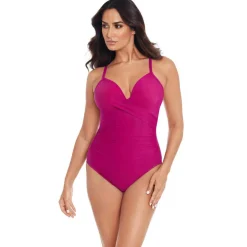 Maillot de bain 1 pièce plongeant Violet Miraclesuit