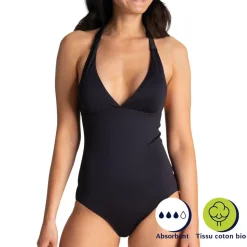 Maillot de bain 1 pièce pour règles femme noir