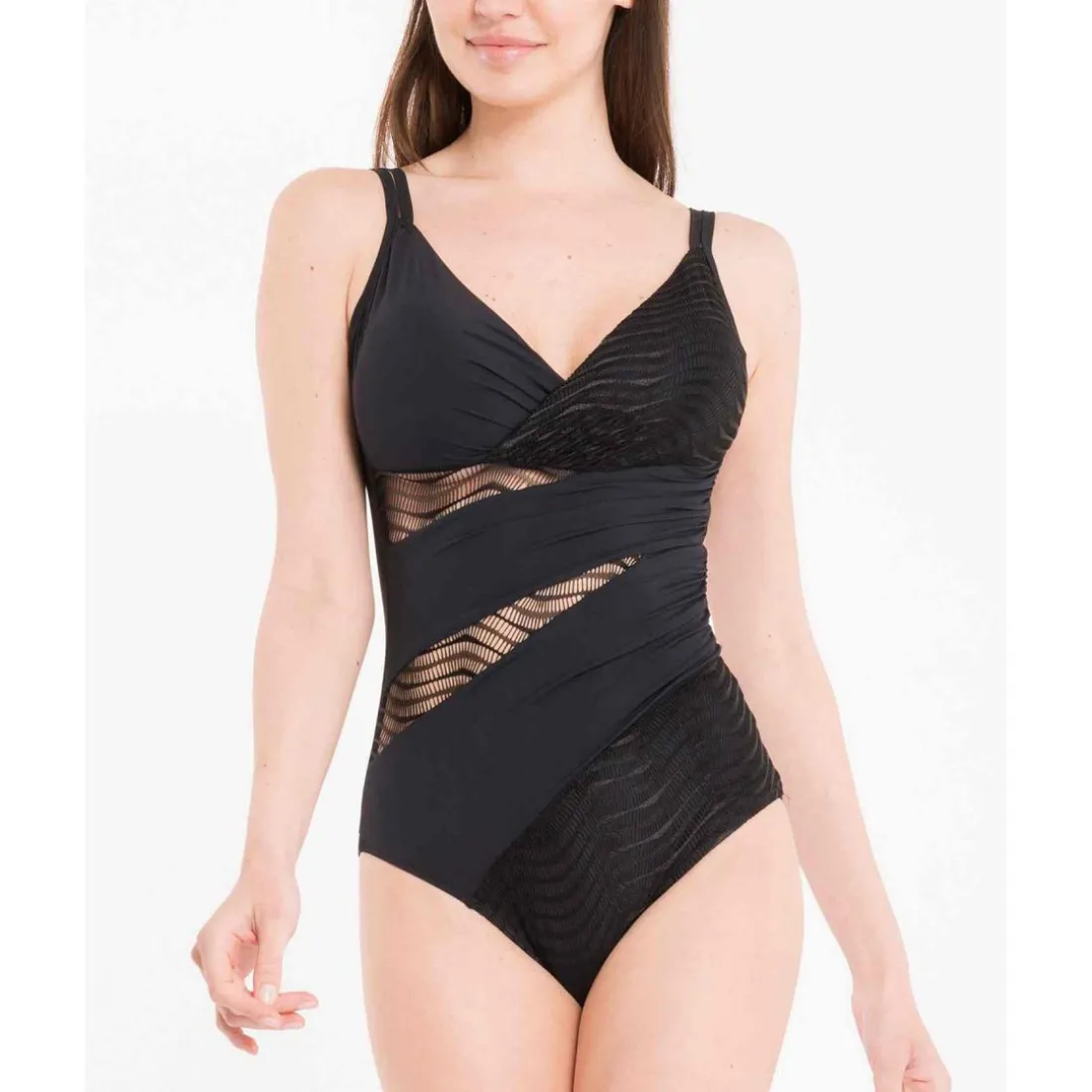 Maillot de bain 1 pièces à découpes - Noir