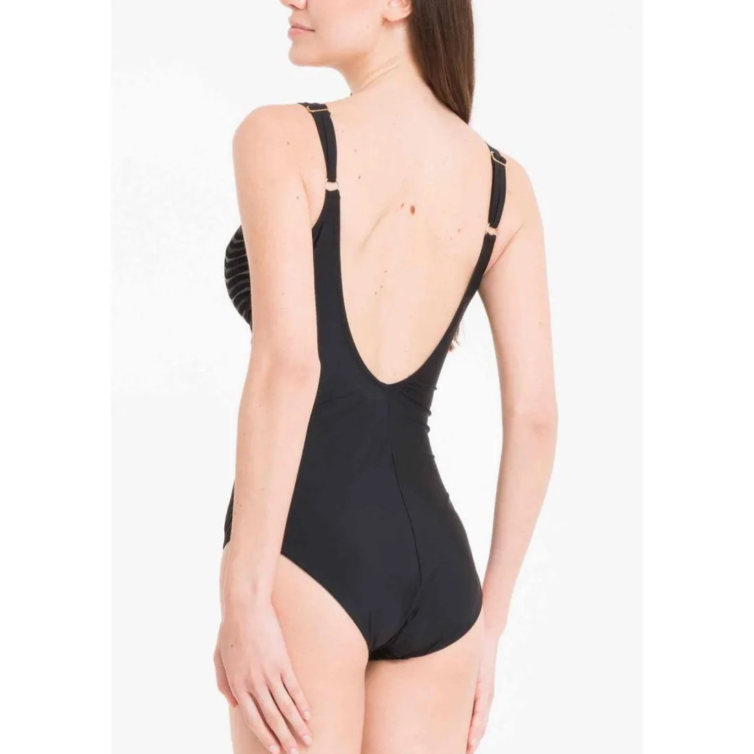 Maillot de bain 1 pièces à découpes - Noir