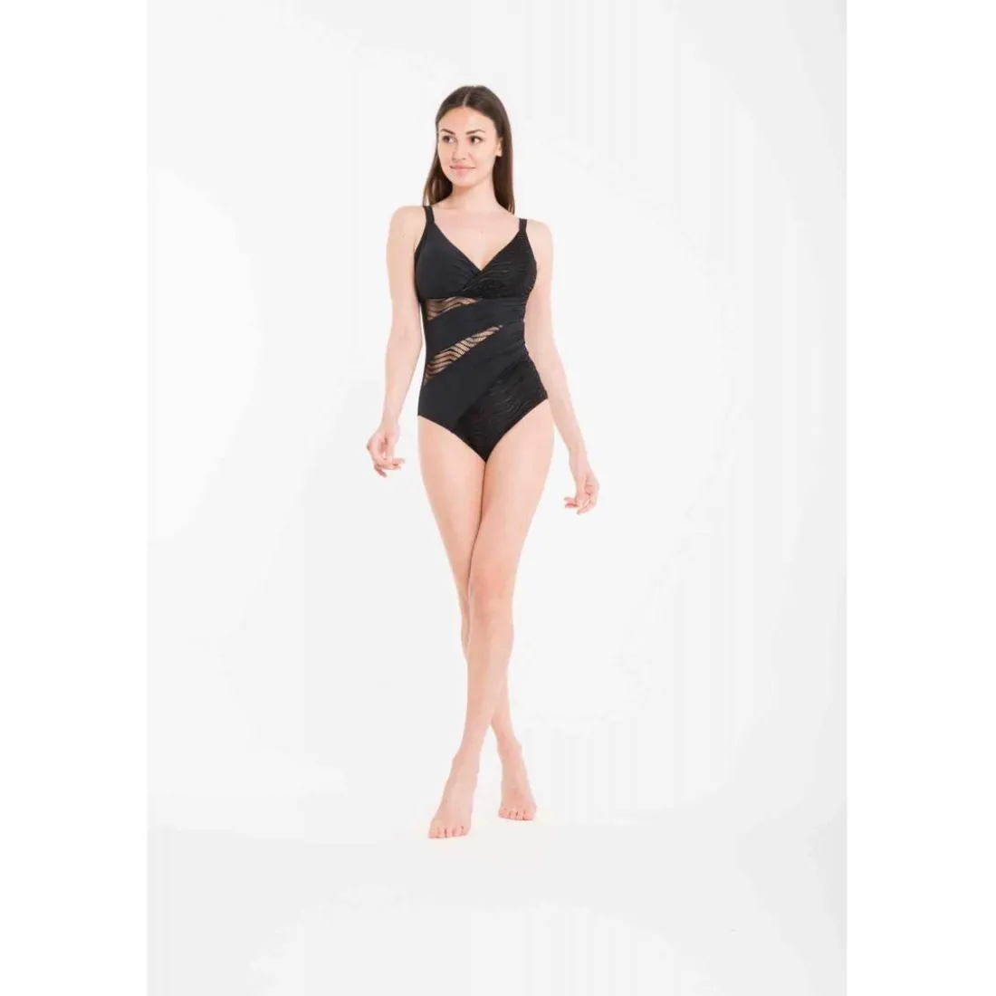 Maillot de bain 1 pièces à découpes - Noir