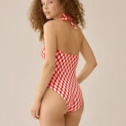 Maillot de bain bandeau 1 pièce à pois
