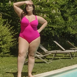 Maillot de bain Plongeant une pièce - Magenta