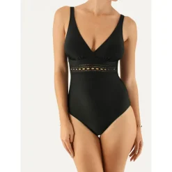 Maillot de bain une pièce sans armatures Janine Robin noir