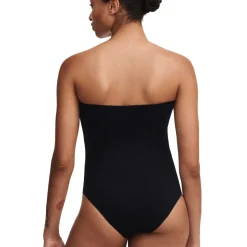Maillot de bain une pièce sans armature et bretelle amovible - Noir/Blanc