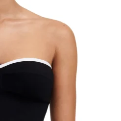 Maillot de bain une pièce sans armature et bretelle amovible - Noir/Blanc