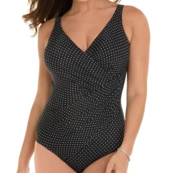 Maillot de bain une pièce gainant Bonnet B à D - Black White