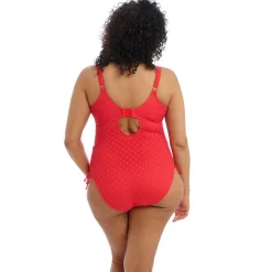 Maillot de Bain Une Pièce à Bonnet Souple Sans Armature Rouge Elomi Bain