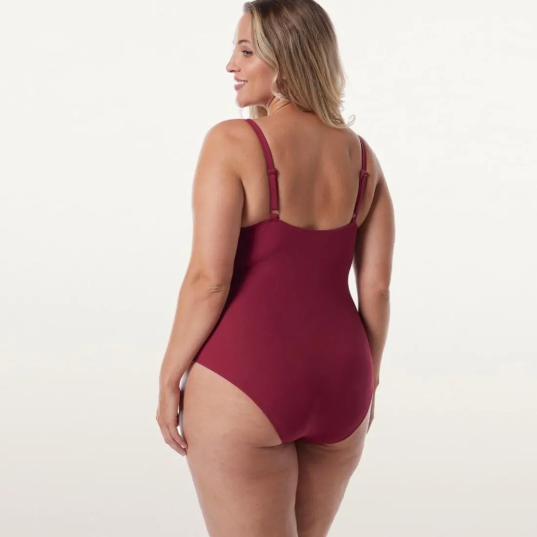 Maillot une pièce bordeau Hibiscus rouge