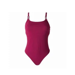 Maillot une pièce bordeau Hibiscus rouge