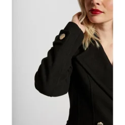 Manteau noir droit boutonné