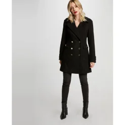 Manteau noir droit boutonné