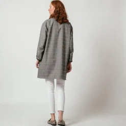 Manteau à carreaux oversize Emilio gris