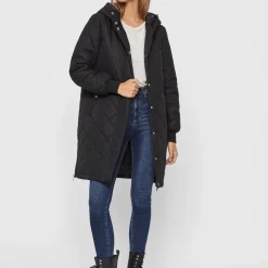 Manteau Capuche Au-dessus du genou noir