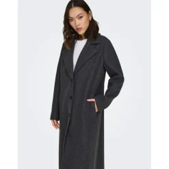 Manteau col à revers col à revers gris foncé Tess