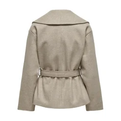 Manteau col à revers col à revers gris moyen Ruby beige