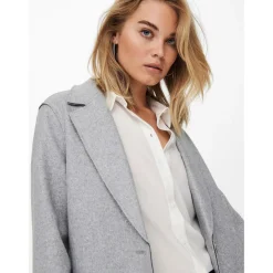 Manteau Col à revers Long gris