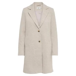 Manteau Col à revers Long gris beige en coton