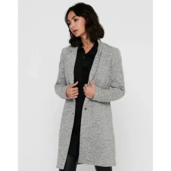 Manteau Col à revers Long gris en coton