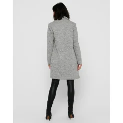 Manteau Col à revers Long gris en coton