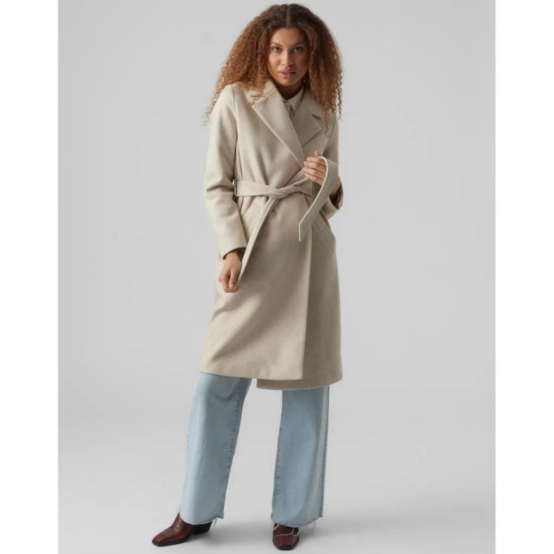 Manteau Col à revers Sous le genou blanc Eve