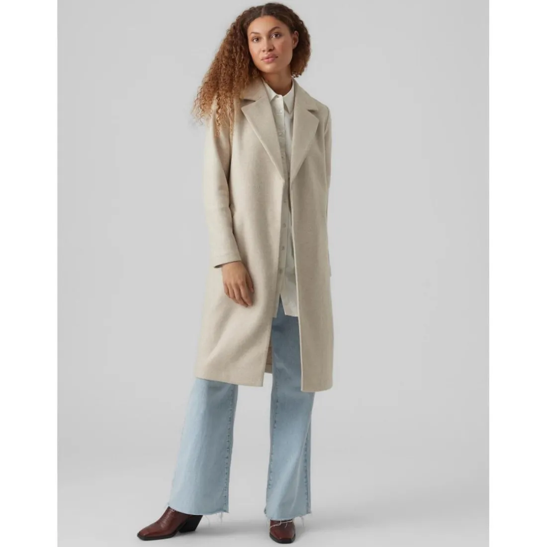 Manteau Col à revers Sous le genou blanc Eve