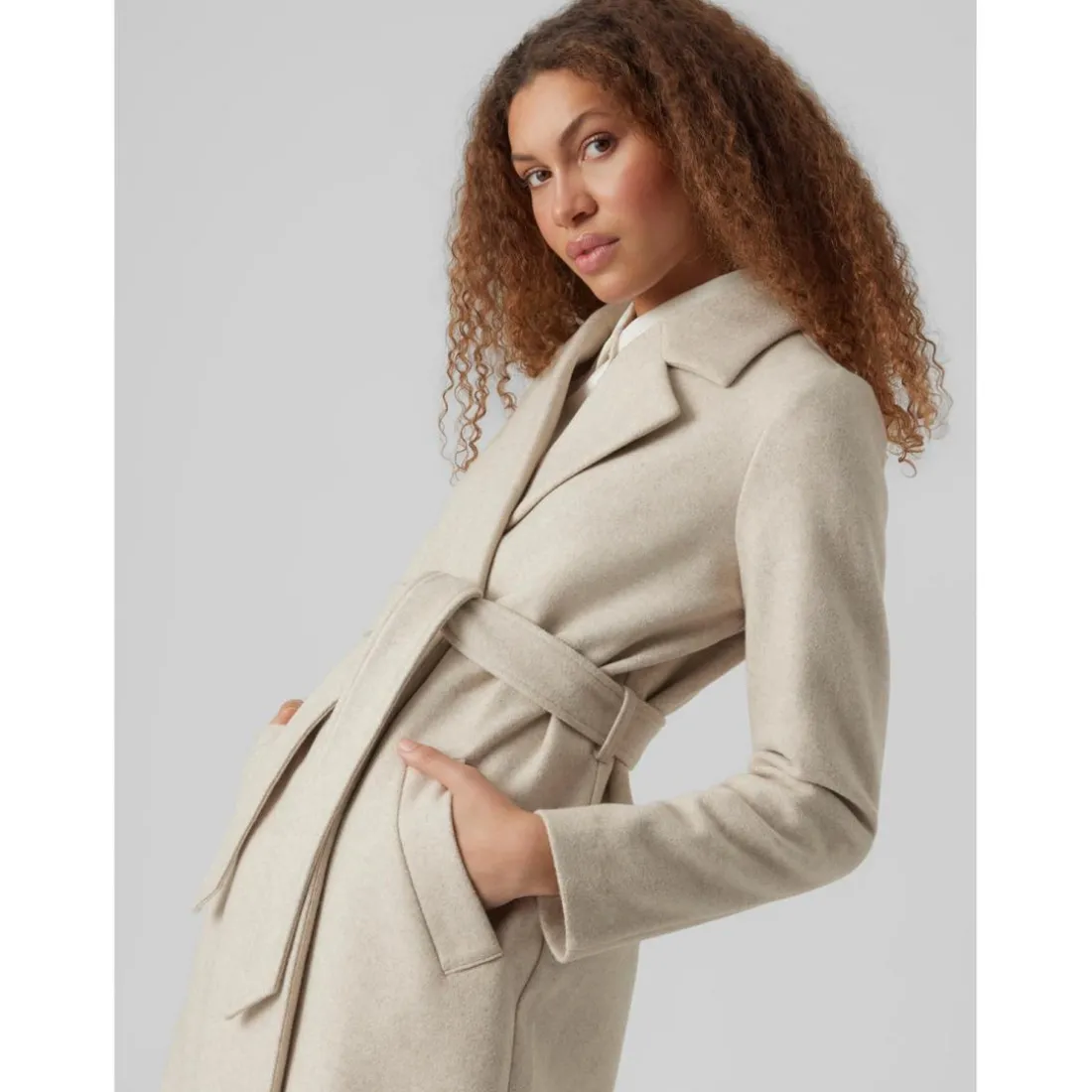 Manteau Col à revers Sous le genou blanc Eve