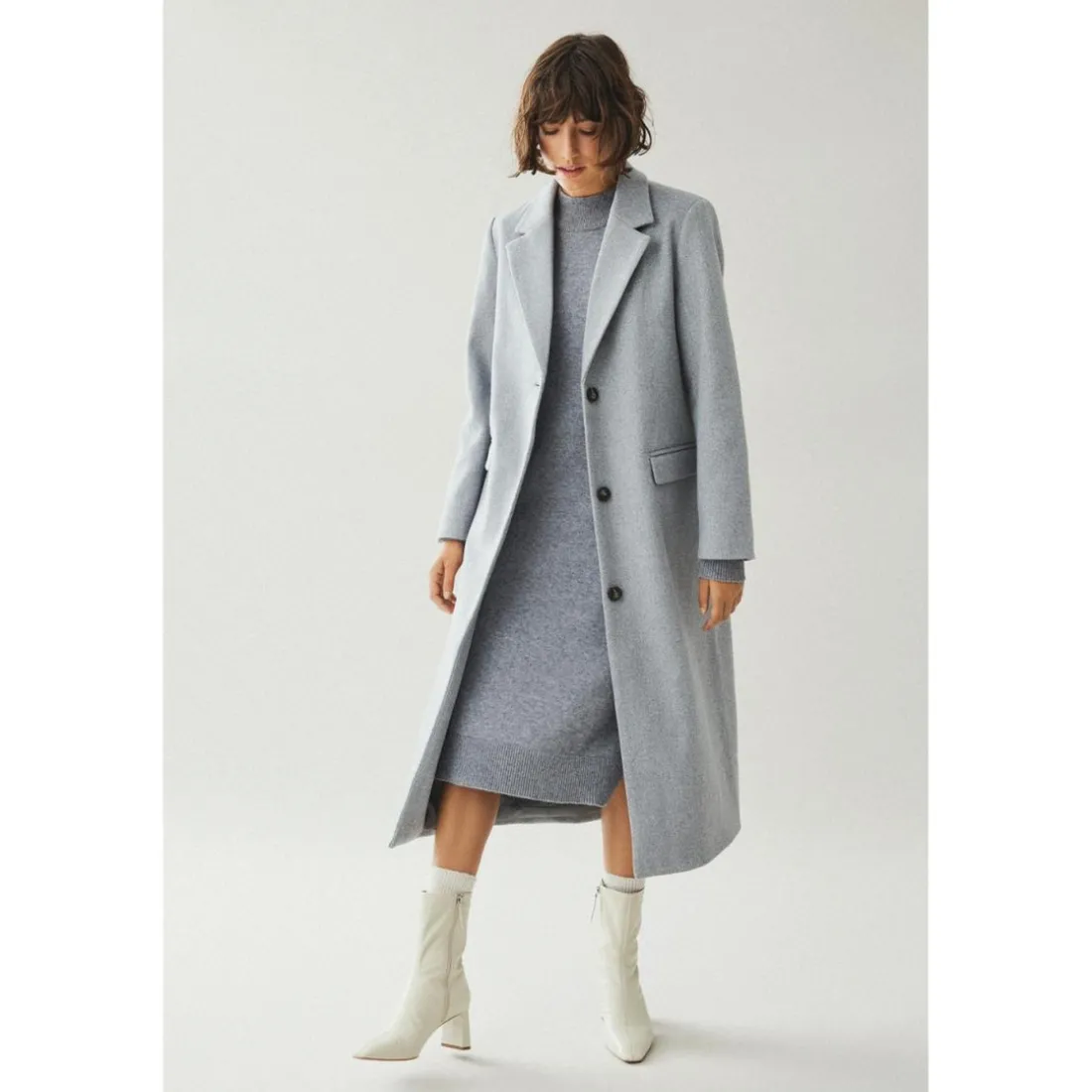 Manteau col italien gris Zoe