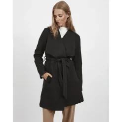 Manteau col italien noir Élise