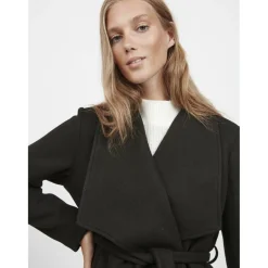 Manteau col italien noir Élise