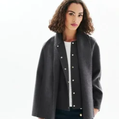 Manteau femme gris en laine