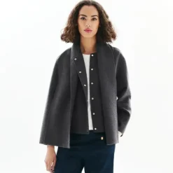 Manteau femme gris en laine