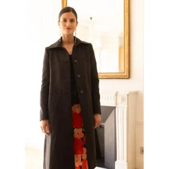 Manteau long grand col Ange anthracite