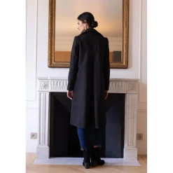 Manteau long grand col Ange noir