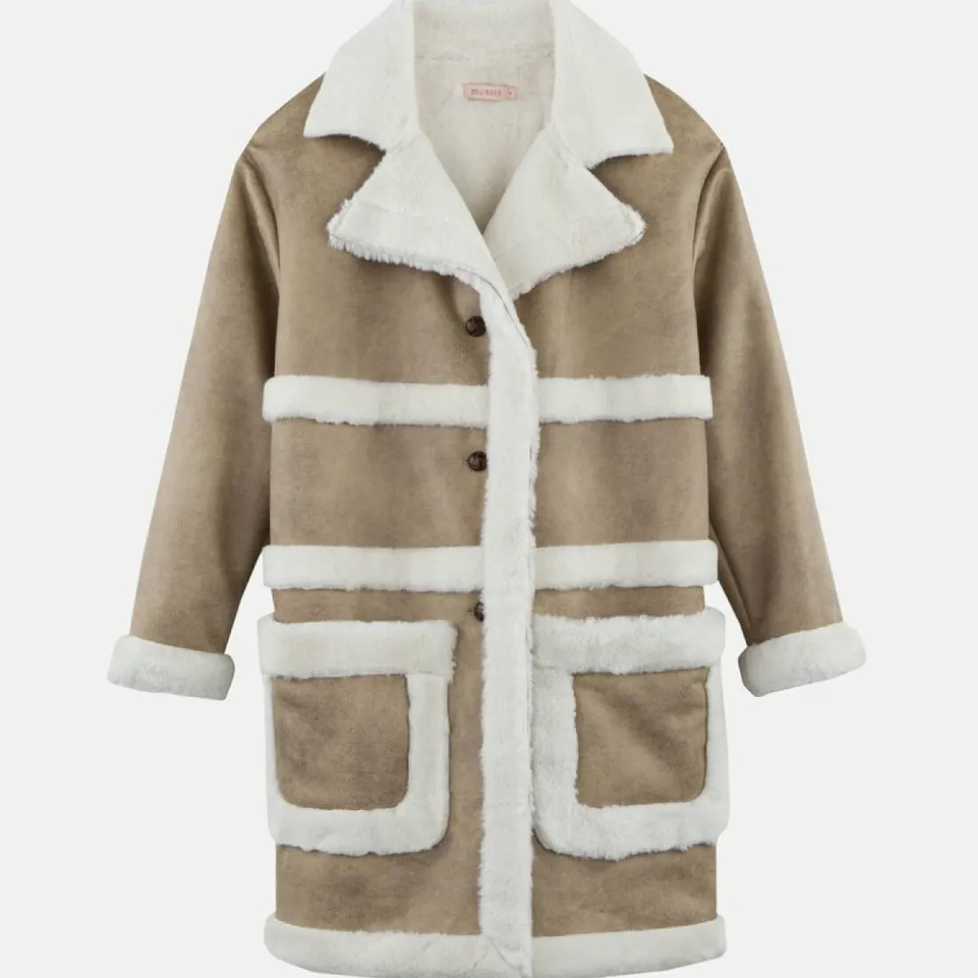 Manteau peau lainée femme 3 SUISSES Collection - Blanc beige en laine