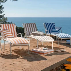 Matelas de sol en polyester PORNIC bain de soleil, rayé bleu