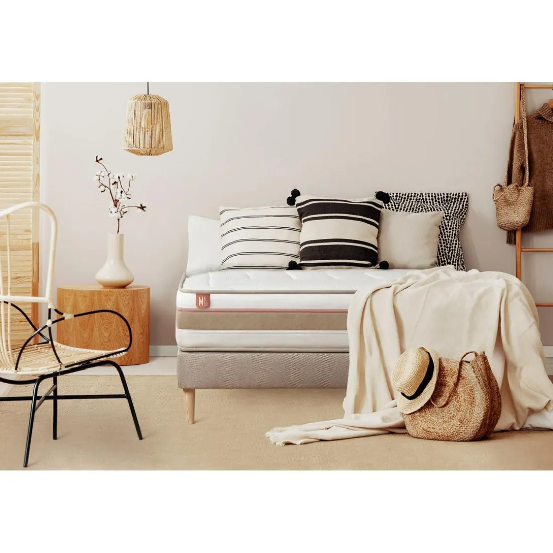 Matelas LE TENDRE Ressorts ensaches Memoire de forme 7 zones de confort