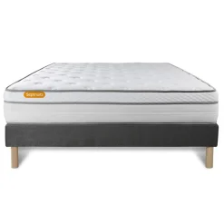 Matelas sommier gris Luxe Ressorts ensaches memoire de forme 5 zones de confort MAXI epaisseur