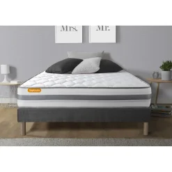 Matelas sommier gris Memo Spring Ressorts ensaches 3 zones de confort MAXI epaisseur