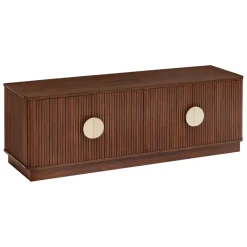 Meuble bas 4 portes 2 étagères Wany marron