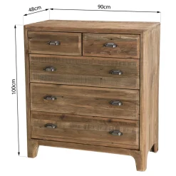 Meuble Chiffonnier ANDRIAN 5 Tiroirs Bois Pin Recyclé