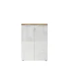 Meuble de bureau bas 2 portes 2 étagères avec serrure à clé poigné métal EASY