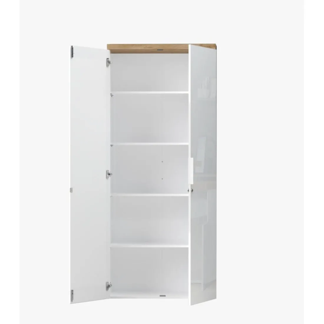 Meuble de bureau haut 2 portes 4 étagères avec serrure à clé poigné métal EASY