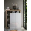 Meuble de rangement Ancona 2 Portes coloris Chêne façade Blanc laqué Brillant