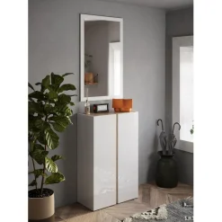 Meuble de rangement Ferrare 2 portes avec 5 étageres reglables blanc